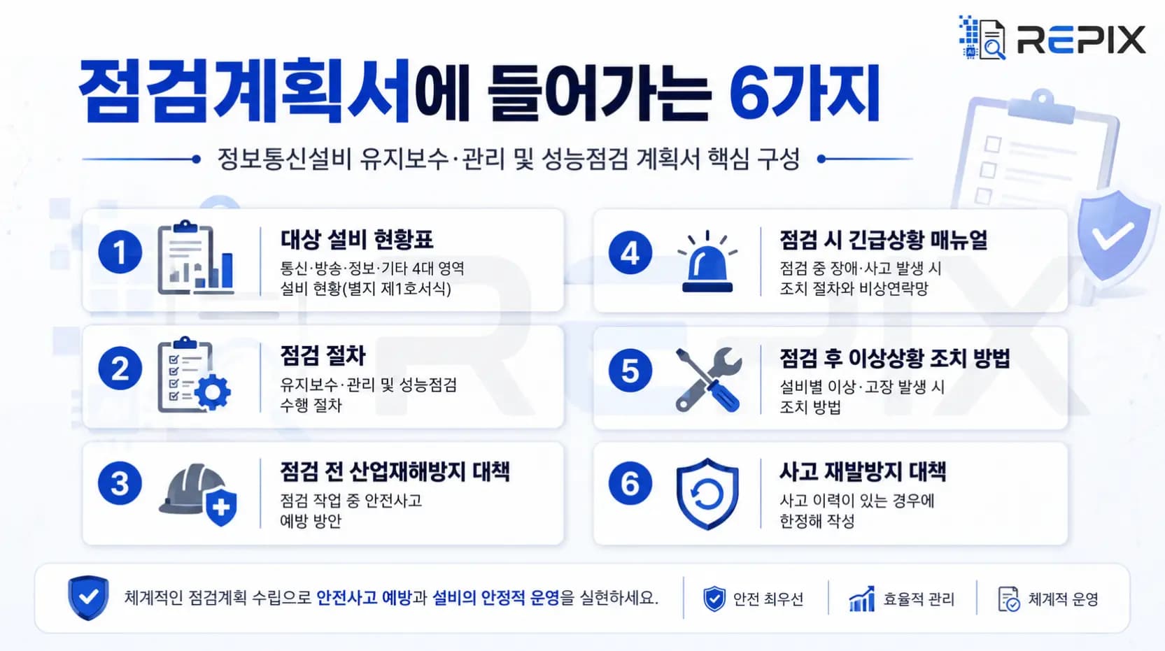 정보통신설비 점검 계획서 작성 가이드 — 포함 항목·주기·재해방지·긴급 매뉴얼